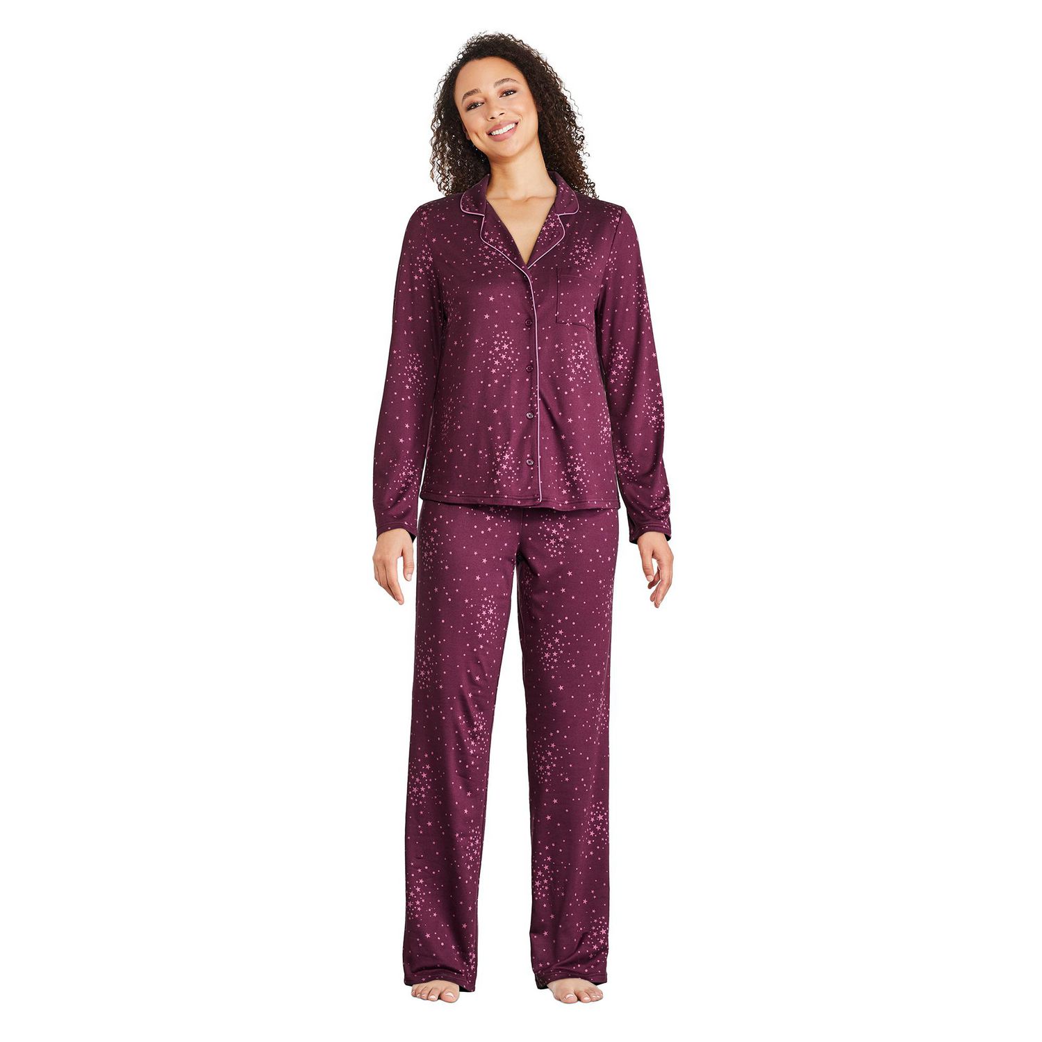 George Women's Notch Collar Pajama 2-Piece Set
