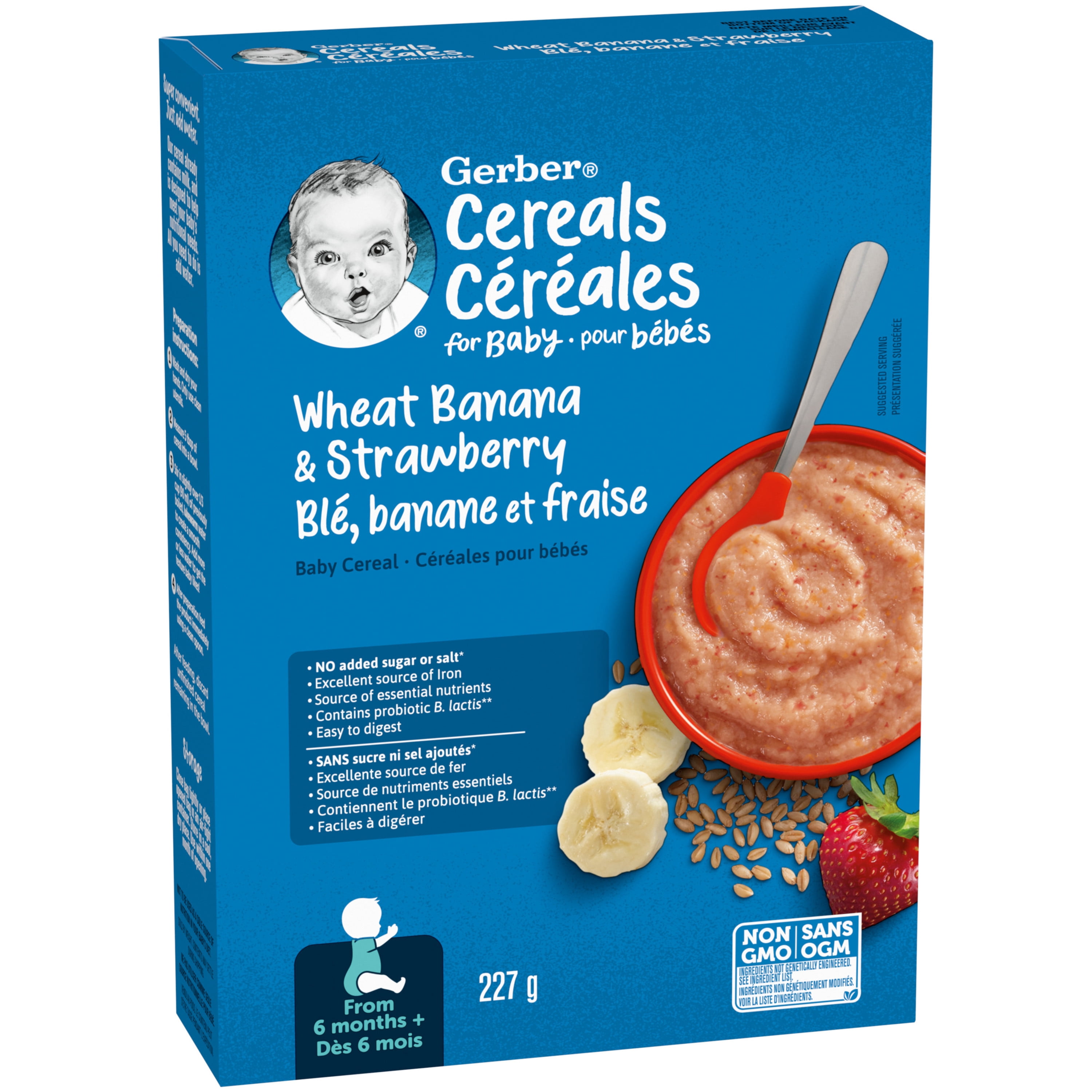 GERBER Céréales Pour Bébés Étape 2 Blé Avec Banane Et Fraise