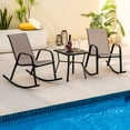 thumbnail image 2 of Costway Lot de 2 Chaises Berçantes de Patio, Berceuses en Métal Robustes pour l'Extérieur, Antidérapantes, Brun, 2 of 8