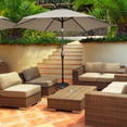 thumbnail image 1 of Patiojoy 10 ft Patio Market Umbrella w/Solar Powered LED Light Tan, 1 of 10