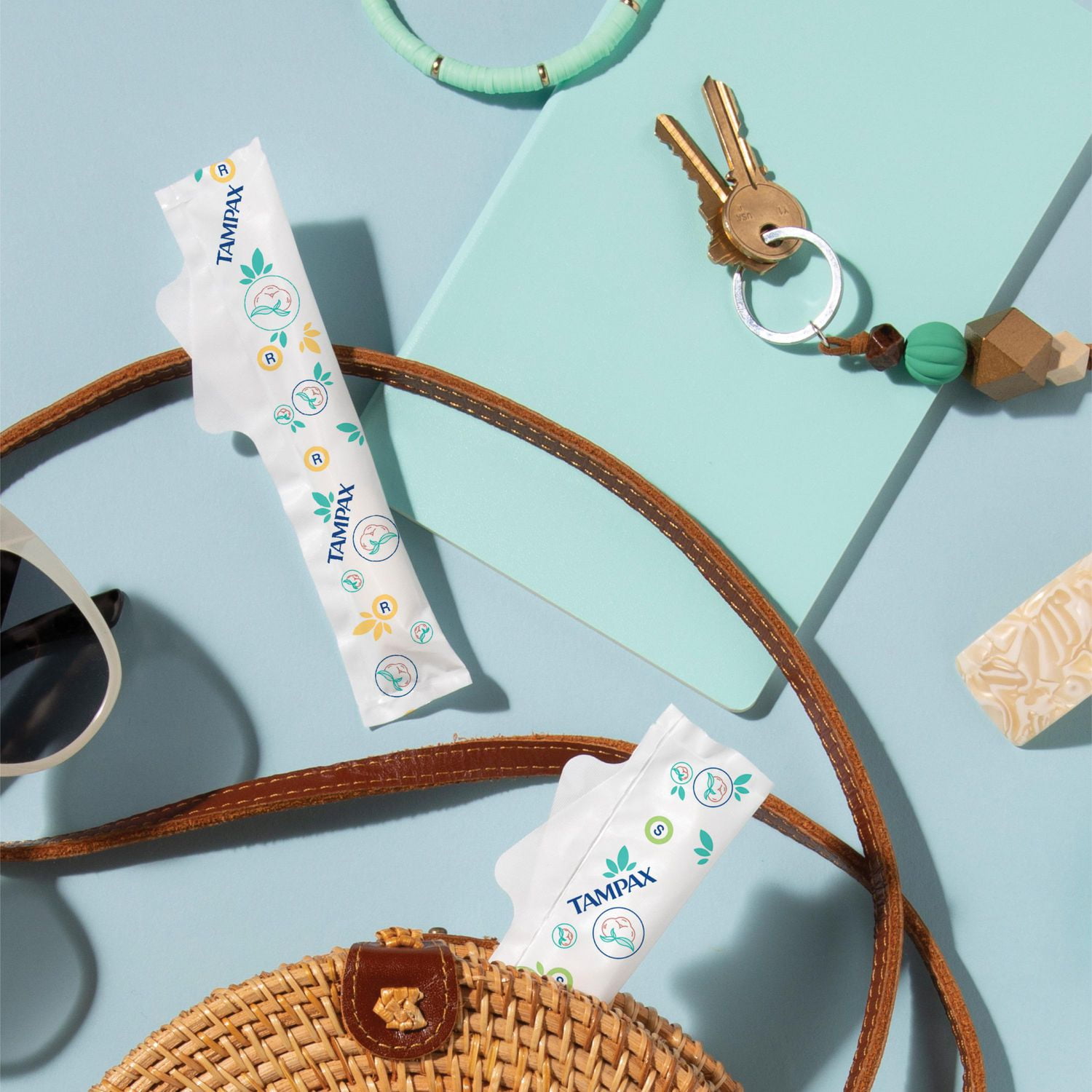 Tampax Tampons en Coton Pur, Contient un Cœur en Coton Biologique à 100 %, Absorption Régulière/super, Sans Parfum