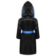 thumbnail image 2 of Raenseen Garçons Enfants Robe de Boxe à Manches Longues Uniforme Kick Boxe Art Martial Muay Thaï Entraînement à Capuche Noir&Bleu 14, 2 of 5
