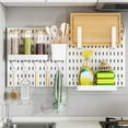 thumbnail image 4 of Meitianfacai Large Capacity No Drill Pegboard Wall Organizer, 30x30cm Kitchen Storage System with Drain Basket and Extra Shelves, Heavy Duty Wall Mounted Rack, 4 of 6