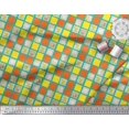 thumbnail image 2 of Soimoi Poly Crepe Fabric Geometric Square,Text & Bear Face Kids Print Fabric by The Yard 52 Inch Wide, 2 of 3