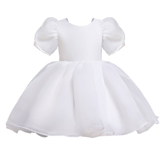 Ketyyh-chn99 Infant Baby Girl Dress Outfits Toddler Kids Girls Print Sleeve Tulle Party Princess Dress Clothes for 5-6 Years,White