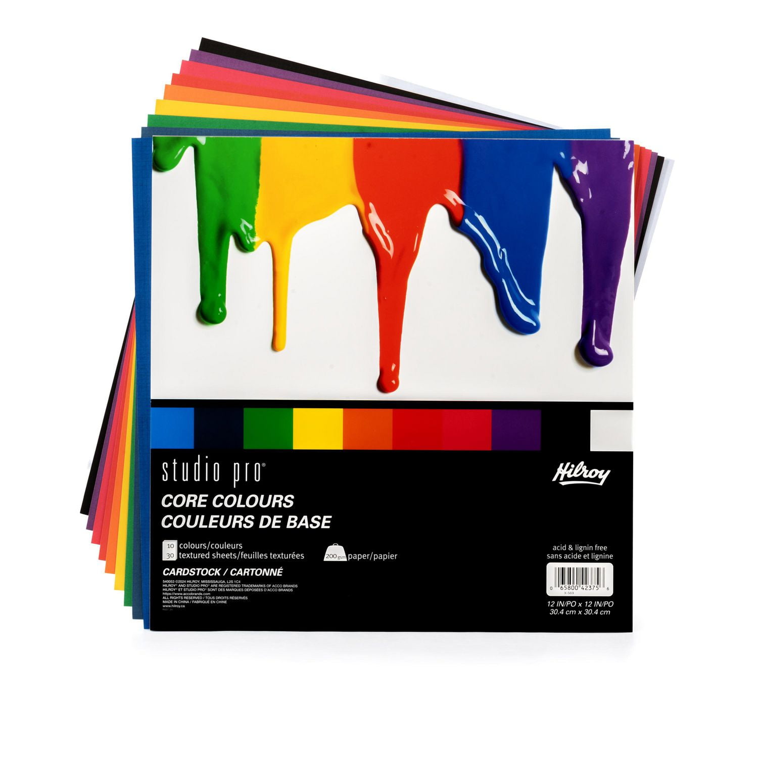 Papier cartonné aux couleurs de base Hilroy® Studio Pro® 12 x 12, 30 un