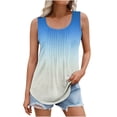 thumbnail image 2 of VKOYWKM Débardeurs Grande Taille pour Femmes Col Rond Plissé Sans Manches Tunique Imprimé Dégradé Tendance Débardeurs d'Été Décontractés, 2 of 5