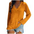 thumbnail image 1 of KIHOUT Hauts pour Femmes Printemps Hiver Mode Décontractée Manches Longues Col en V Couleur Unie Hauts Blouse pour Dames, 1 of 4