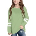 thumbnail image 1 of RXIRUCGD 2025 Vêtements d'Été pour Enfants T-shirt à Rayures Mode Mignon Col Rond Manches Longues, 1 of 6