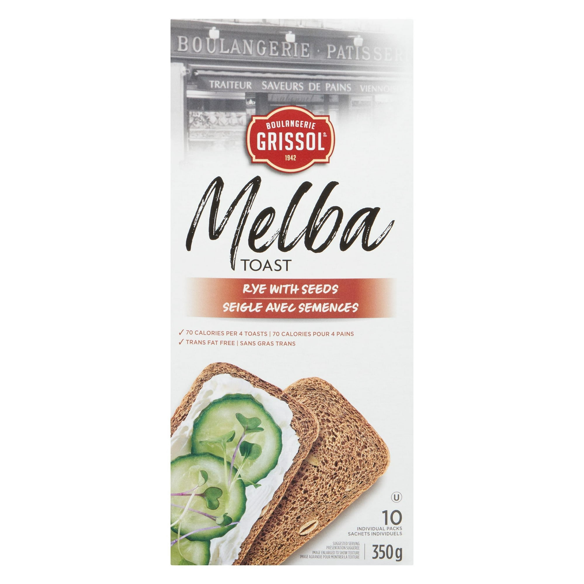 Boulangerie Grissol Toasts Melba Seigle avec Semences 350g