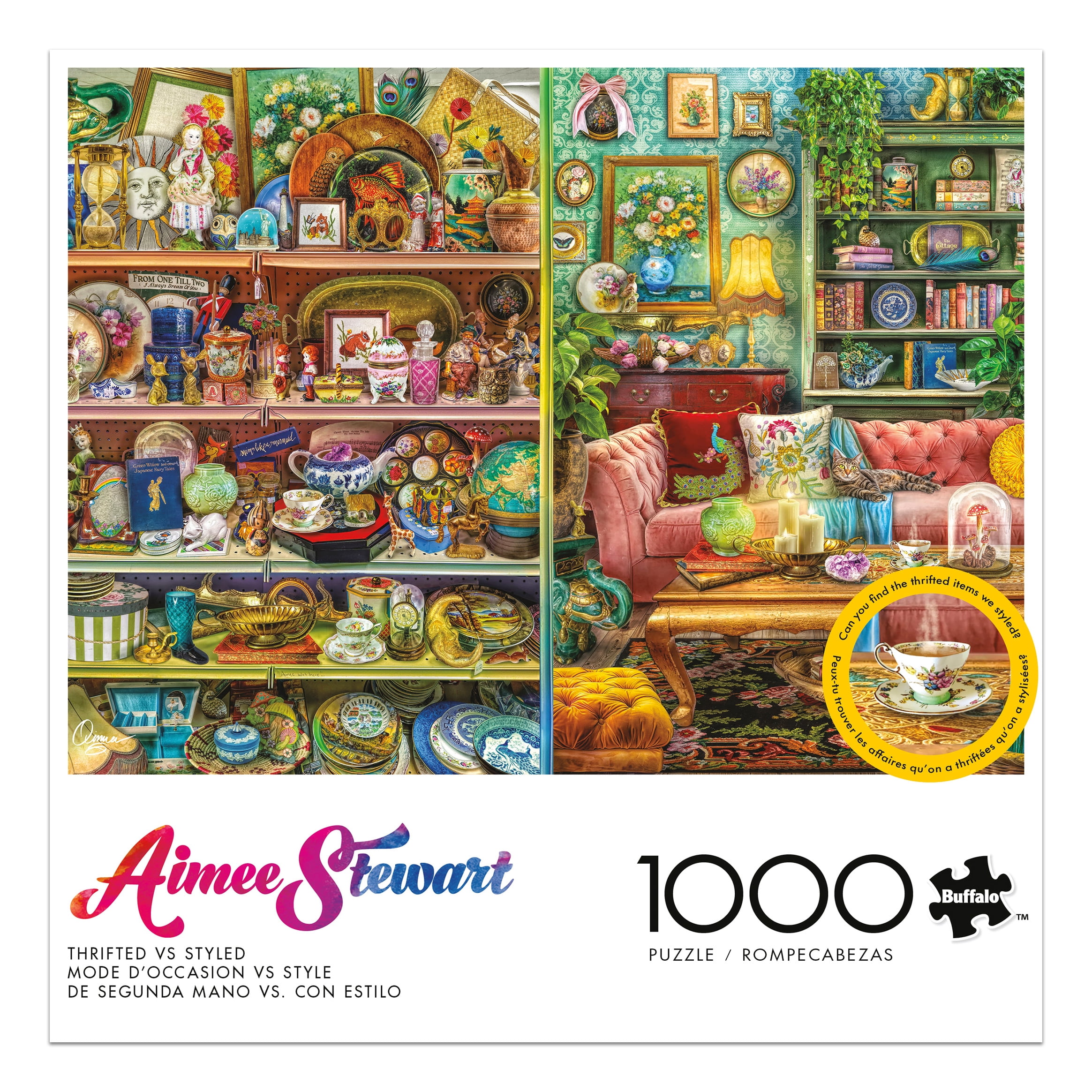 Puzzle en 1000 pièces entrelacées Buffalo Games Thrifted versus Styled pour adultes de 14 ans et plus