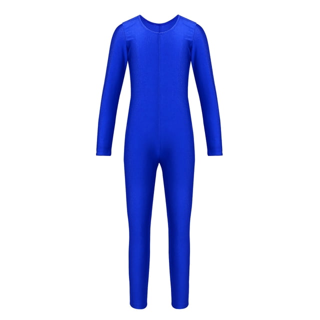 Manyakai Combinaison de Danse Ballet Manches Longues pour Filles, Bleu Royal m