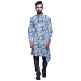 thumbnail image 1 of Atasi Designer Kurta Pajama for Men Printed Angrakha Kurta Set Summer Clothing, 1 of 3