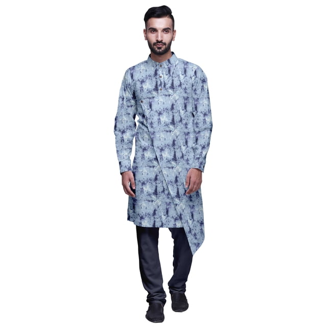 Atasi Designer Kurta Pajama for Men Printed Angrakha Kurta Set Summer Clothing