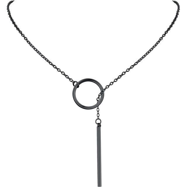 ORUYROP Collier Chic en Y pour Femmes, Collier Ras du Cou en Acier Inoxydable/plaqué Or/noir, Boîte Cadeau