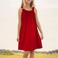 thumbnail image 2 of WEIYLL Robes pour Filles Plage Natation Couverture Sans Manches Débardeur Mince Couleur Unie Volants Robe Rouge 13-14 Ans, 2 of 7