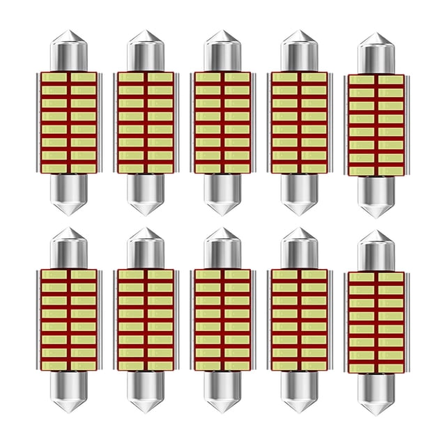jinwen 10Pcs Car Interior Light Trunk Light Accessories Light Dome Light Bulbs 36mm