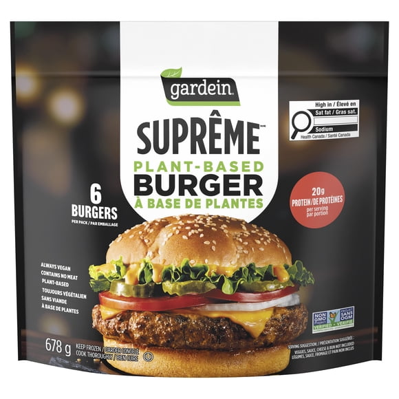 Gardein Suprême Plant-Based Frozen Burgers, Always Vegan, 20g Protein per Serving, 678g