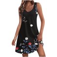 thumbnail image 2 of Ovzne Robes pour Femmes Robe pour Femme Robes d'Été pour Femmes à Imprimé Robes Amples à Col en V Sans Manches Robes d'Été avec Poches Robes Grande Taille Robe Imprimée Liquidation, 2 of 7