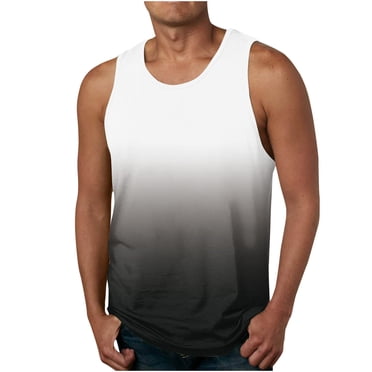 zanvin men t shirt, New Men's Gradient 3D Print Tank Top Casual Sports Sleeveless Round Neck T-shirt Tank Top/shirt Blouses ,Men's Loungewear, Summer Holiday Item sale,White