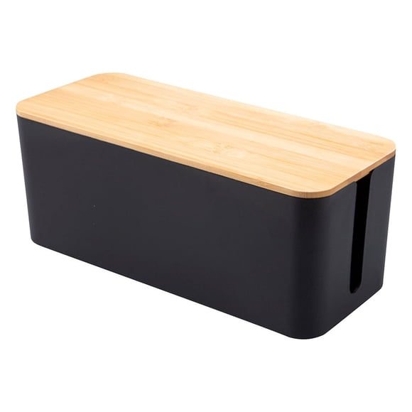 Dvkptbk Cable Management Box ,12X5X4.5 Inches, Wood Lid, Cord Organizer for Desk Tv Computer Usb Hub System To Cover And Hide & Power Strips & Cords