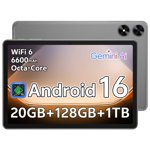 SHARECLOUD Android 16 tablette 10.1 Comprimé de pouce avec processeur Octa-Core, 20GB RAM 128GB ROM 1 TB Élargissable, 1280x800 HD IPS Toucher