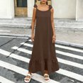 thumbnail image 2 of Sentmoon Robes Décontractées pour Femmes Fête Sans Manches Col Rond Longues Robes pour Femmes Été Couleur Unie Dos Ouvert Coupe Régulière Robes Soleil pour Femmes 2026 Stylées pour un Usage Quotidien Décontracté Brun G, 2 of 8