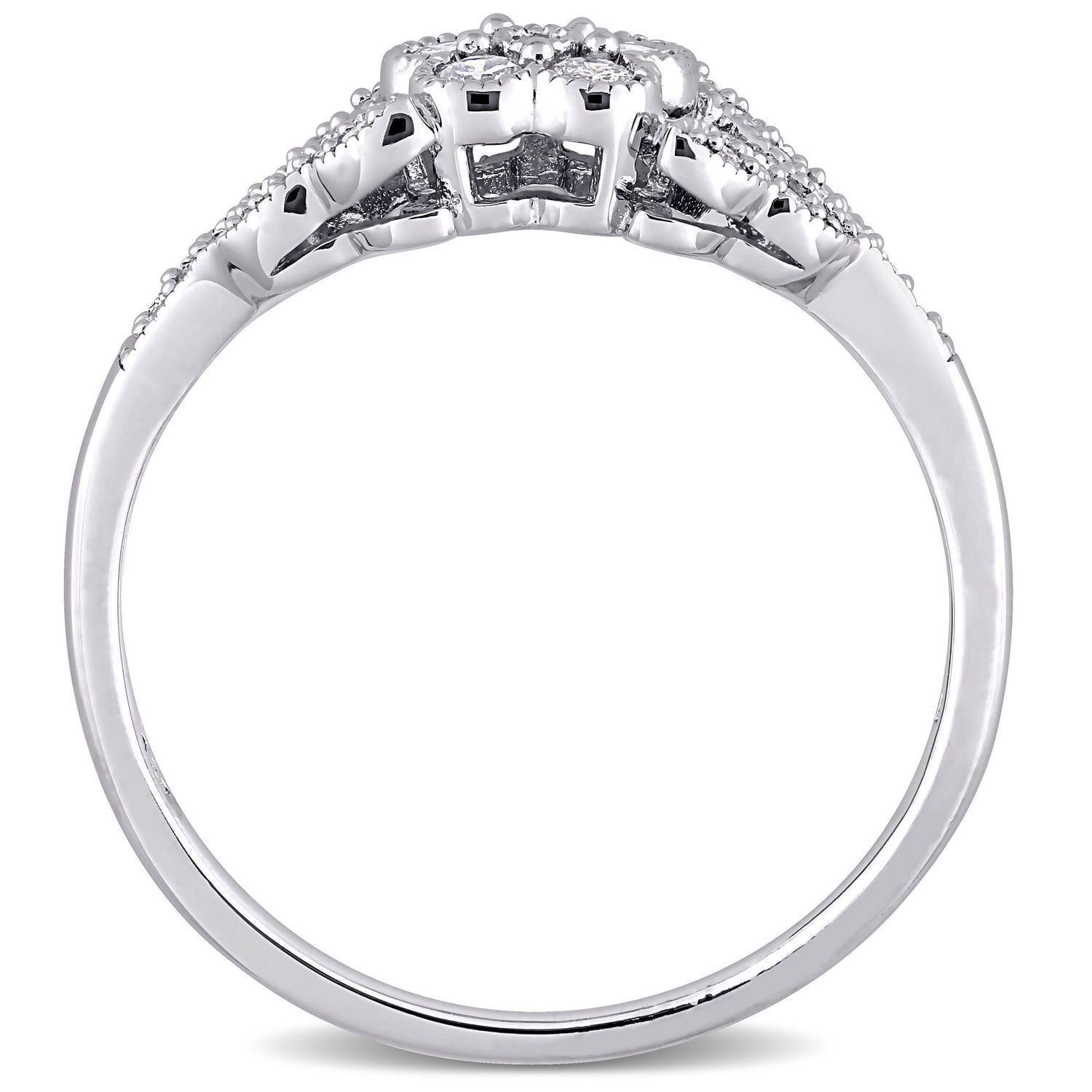 Miabella 1/4 Carat T.W. Diamond Sterling Silver Flower Promise Ring