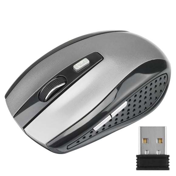 Maoww Computer 2.4Ghz Wireless Optical Mouse with USB Receiver 6 Buttons Gaming Mice 800/1200/1600DPI Desktop PC Laptop Accessories Grey