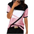 thumbnail image 2 of Babysbule T-Shirts à Manches Courtes pour Femmes T-shirt Décontracté pour Femmes à Imprimé Géométrique Blouse d'Été pour Dames Col Rond Hauts Décontractés, 2 of 3