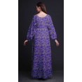 thumbnail image 3 of Bimba Moss Georgette Yellow Mustard Leaves Printed Womens Long Sleeve MaxiDressElastic Waist Gown-Small, 3 of 5