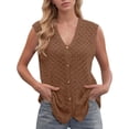 thumbnail image 4 of Dealovy Débardeurs pour Femmes Col en V Sans Manches Camisole à Illets Boutonnée Décontractée Ample Été Sortie, 4 of 7