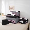 thumbnail image 5 of YST Ensembles de Literie Léopard Rose Violet, Ensemble de Douillette 7 Pcs à Rayures Format Double, Lit en Sac Noir Gris, Ensembles de Lit Réversibles à Lignes Minimalistes et Carrés avec Ensemble de Draps Déco de Chambre, 5 of 5