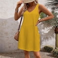 thumbnail image 4 of biudgviw Robe Débardeur Midi pour Femme Été Col en V Sans Manches Ligne A Robe T-Shirt Décontractée Ample Robes d'Été avec Poche, 4 of 7