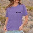 thumbnail image 2 of LUOGENLI T-shirts pour Femme pour Femmes Dames Mode Décontractée Couleur Unie Col Rond T-Shirt à Lettres Imprimées Manches Courtes Haut T-shirts pour Femmes T-Shirt Graphique Saint-Valentin Violet TTG, 2 of 5