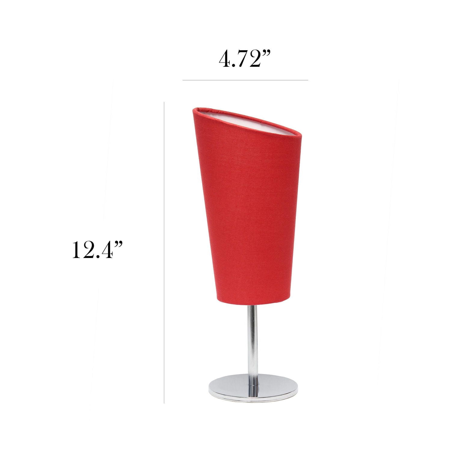Simple Designs Mini lampe de table chromée avec abat-jour en tissu incliné