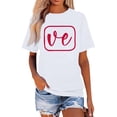 thumbnail image 2 of Chandails Assortis pour Couples de la Saint-Valentin, Mode, Imprimé de Lettres, Col Rond, Manches Courtes, T-Shirt Décontracté, Confortable, Doux, Chemisiers pour Lui et Elle, Vêtements de Vacances, Blanc, TTG, 2 of 5