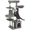 thumbnail image 1 of PawHut Arbre à Chat Tour 52,5 Pouces avec Lit, Condos pour Chats, Hamacs, Gris, 1 of 10