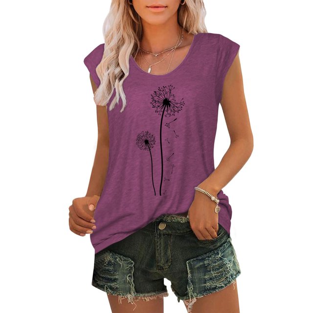 Womens Cap Sleeve Tops Summer Tank Top Casual Basic Tees Shirts Loose Blouses