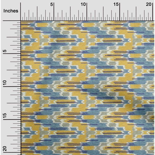 oneOone Cotton Poplin Fabric Chevron Kasuri Print Fabric BTY 56 Inch Wide