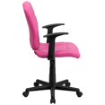 thumbnail image 2 of Pemberly Row Mid Back Quilted Office Swivel Chair with Arms in Pink, 2 of 6