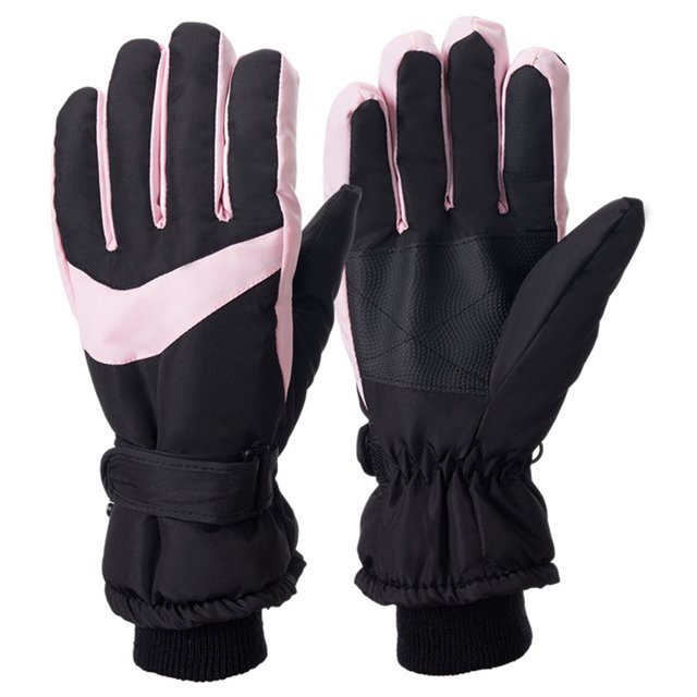 TIEVOSA Winter UniOutdoor Gloves Ski Plus Velvet New Windproof Anti Riding Gloves(Hot Pink)