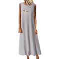 thumbnail image 1 of Cameland Robe Longue d'Été Décontractée pour Femme à Col Rond Sans Manches avec Poches pour Vacances à la Plage, 1 of 4