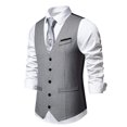 thumbnail image 4 of EGNMCR Débardeurs Homme Homme Uni Mode Rétro avec Poches Bouton Col en V Débardeurs Hauts Blouse, 4 of 9