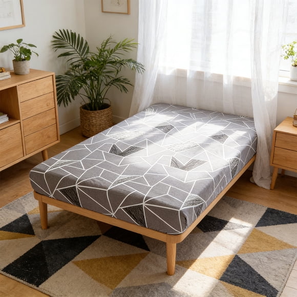 Drap-housse Format Grand 78x78 Pouces Polyester Poche Profonde, Housse de Lit Douce et Respirante pour Protection de Matelas, Coins Élastiques Restent en Place, Résistant aux Plis, Gris