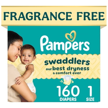 Pampers Swaddlers Diapers, Size S1 (8-14 lbs), 160 Count, Absorbent, Keeps Baby Dry and Comfortable, Pediatrician Recommended Skin Safe Disposable Baby Diaper