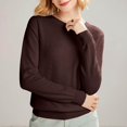 thumbnail image 2 of ManxiVoo Chandail à Col Rond Manches Longues Tricoté pour Femmes avec Capuche pour Automne Hiver Tenue Décontractée Taille P Café, 2 of 5
