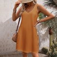 thumbnail image 5 of Timegard Robes pour Femmes Col en V Été Décontracté Robes T-Shirt Sortie de Plage Robe Débardeur avec Poches, 5 of 5