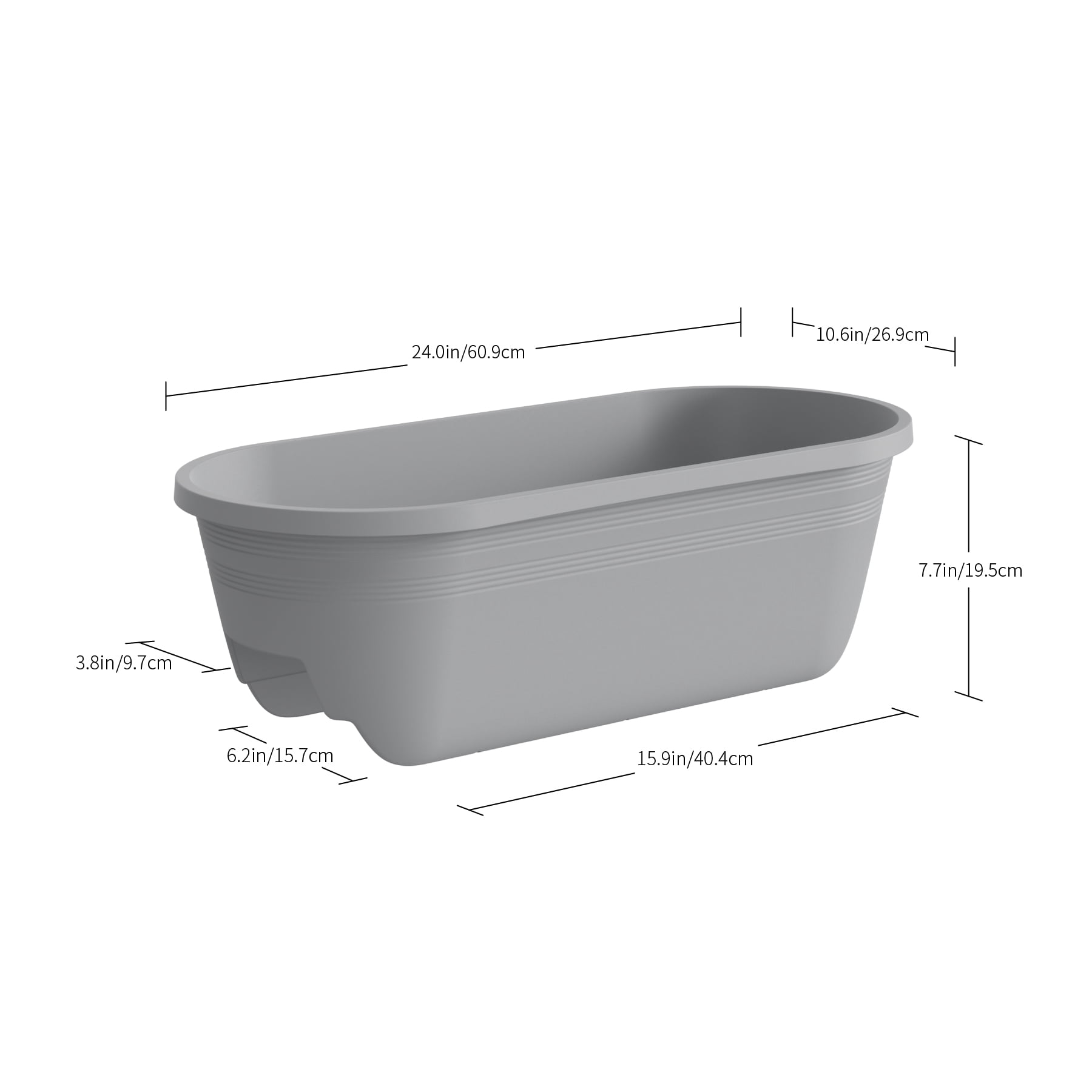 Jardinière de fenêtre Mainstays de 61 cm (24 pouces) en plastique - Gris