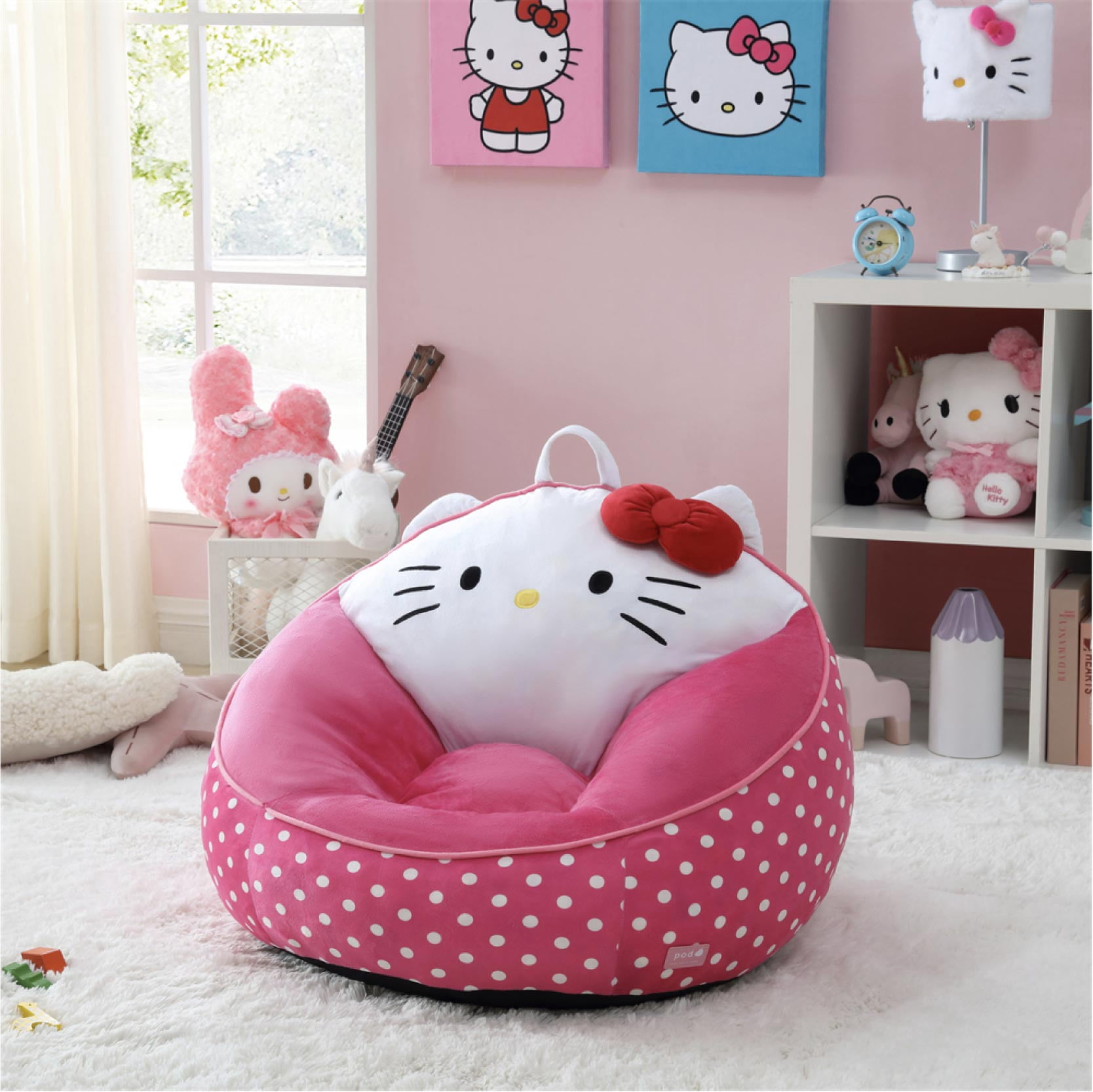 Fauteuil pouf en mousse compressée Hello Kitty pour enfants, rose